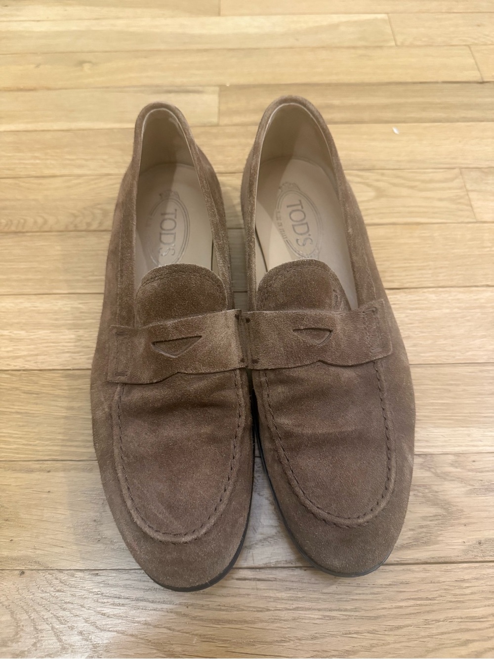Tod's Suede Penny Loafers in Light Brown